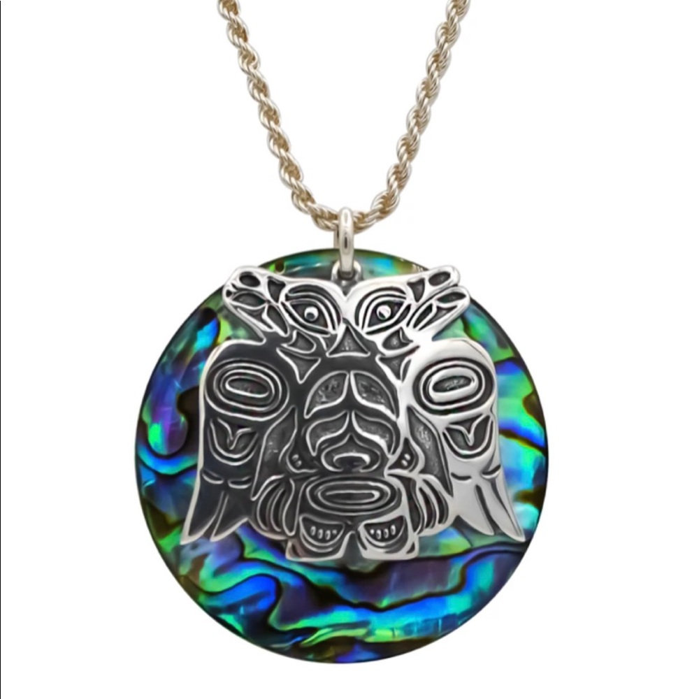 Abalone and Sterling Lovebirds Necklace, The Shotridge Collection